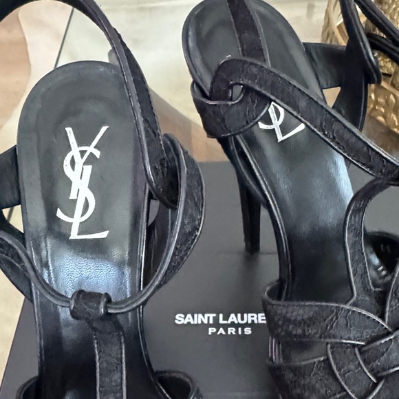 Saint Laurent Tribute Black Strappy Heels EUR 40 US 10 - Picture 5 of 13